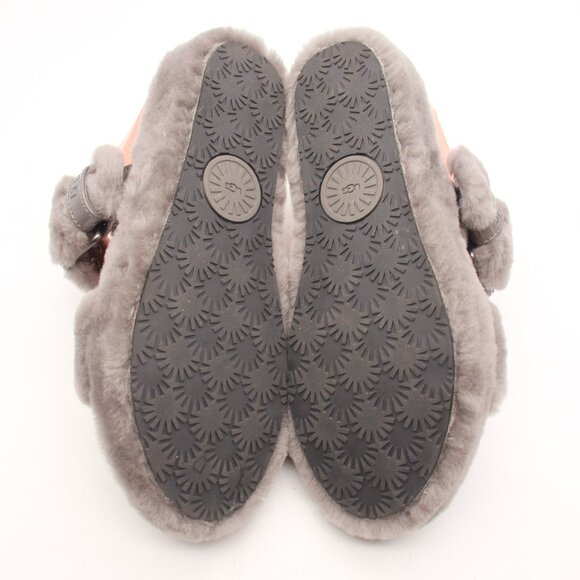 UGG Fuzz Yeah Women's Size 10 Slipper Slides Sandals Gray Fur Buckle 1104662 - Picture 9 of 9